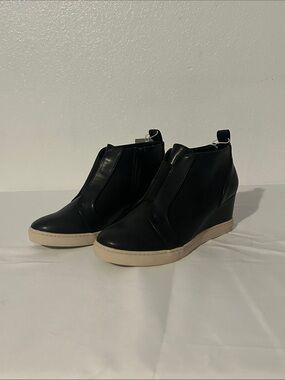 Black Wedge  Boot with Cream Sole
